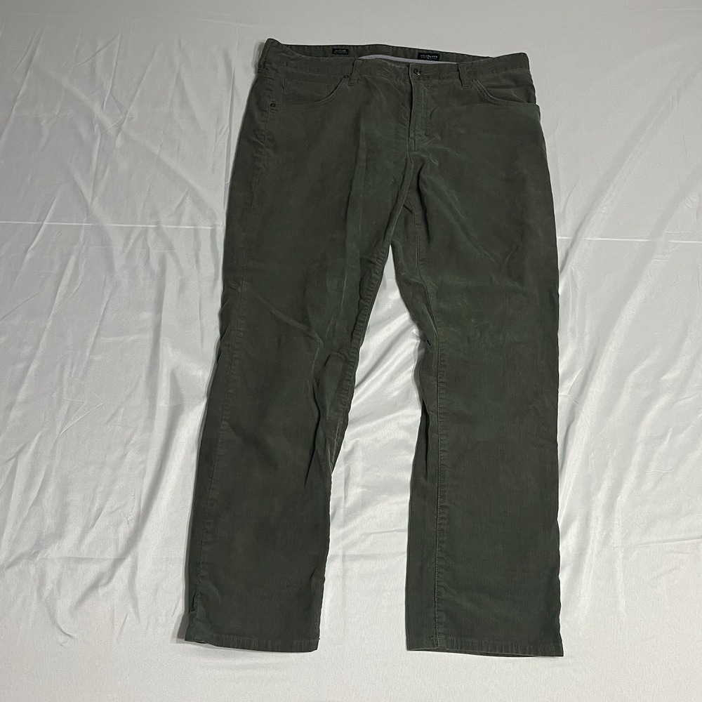 7 Diamonds Pants Mens 36x30 Clifton Slim Straight Corduroy 5-Pocket Green